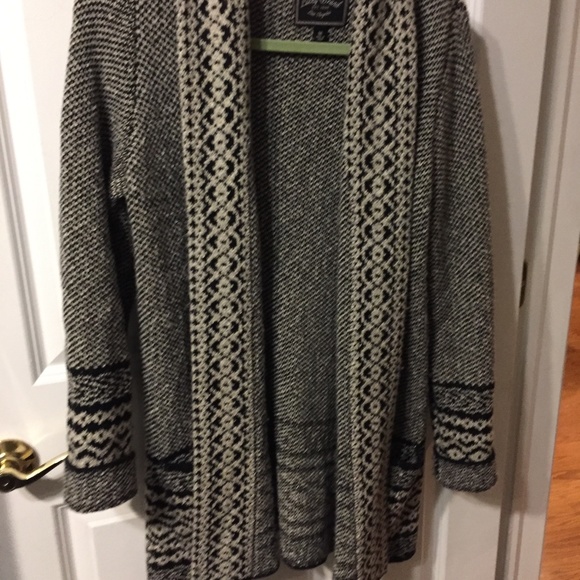 Lucky Brand Medium open black Aztec border cardigan - Picture 1 of 10